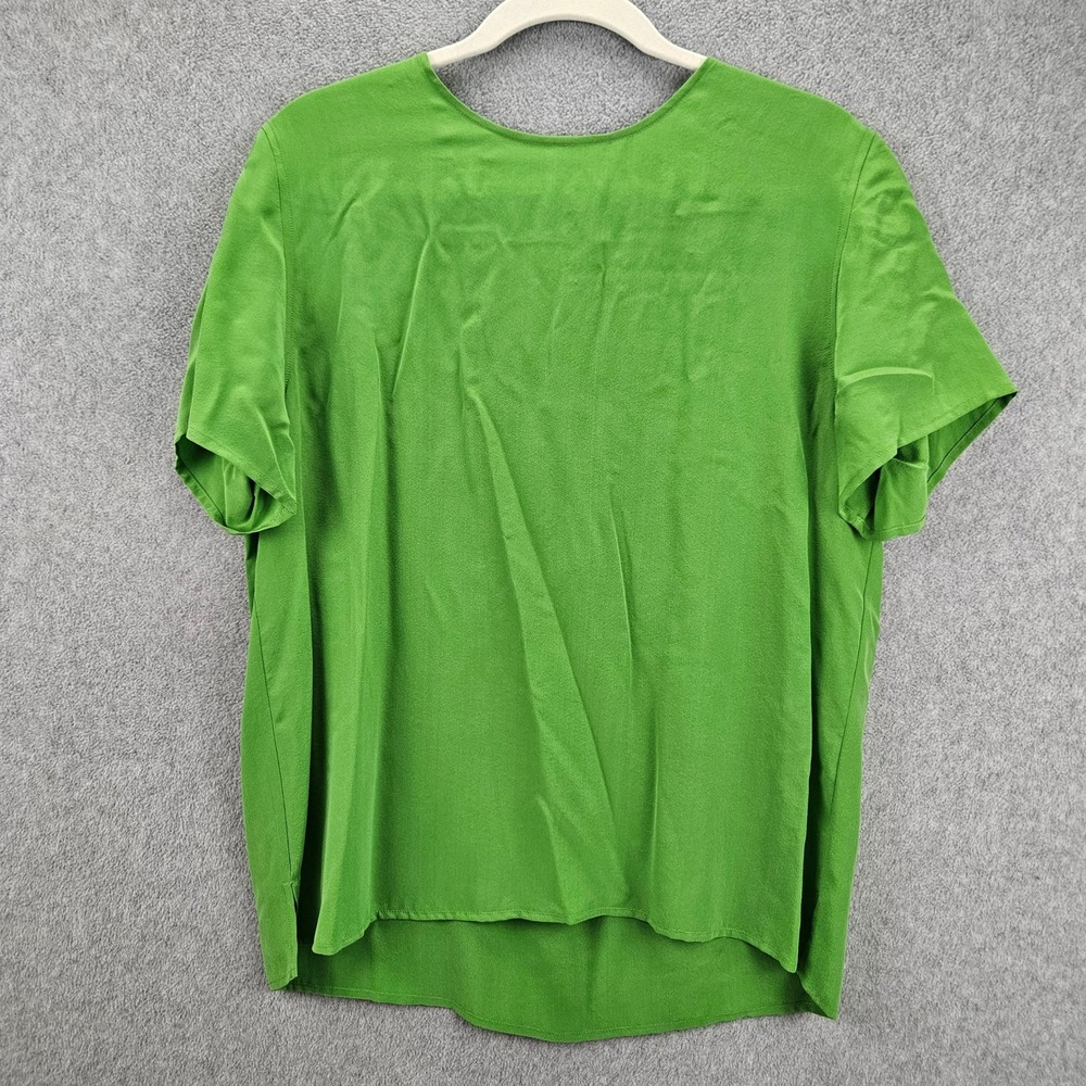PRESTON & YORK Top Women 12 Green Silk Short Sleeve Casual Career Blouse